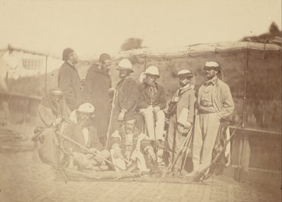 Group portrait of Occidental men on a boat by Théodule Devéria